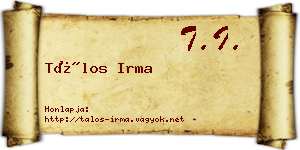 Tálos Irma névjegykártya
