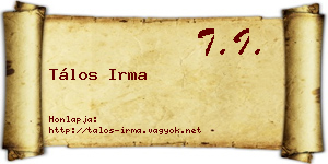 Tálos Irma névjegykártya